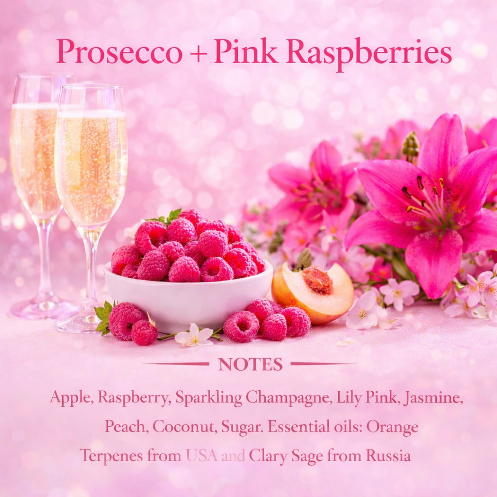 Prosecco + Pink Raspberries
